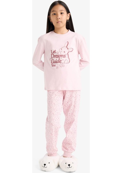 Kız Çocuk Pijama Takımı Baskılı Uzun Kollu Üst Desenli Uzun Alt F6215A825WN fiyatları