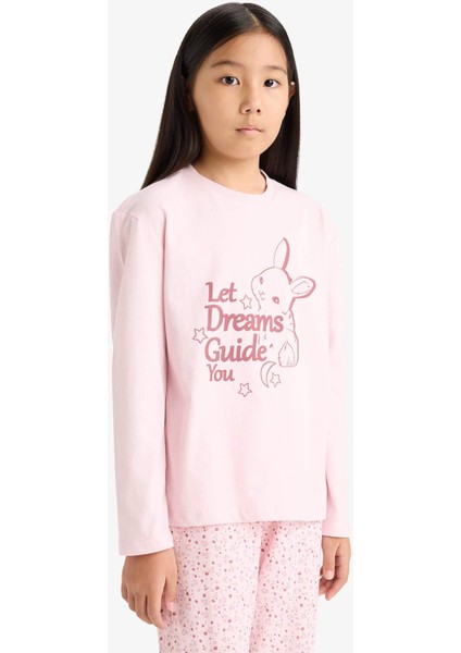 Kız Çocuk Pijama Takımı Baskılı Uzun Kollu Üst Desenli Uzun Alt F6215A825WN modelleri