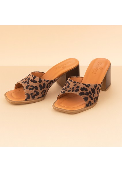 Evander Hakiki Deri Baskılı Topuklu Ayakkabı