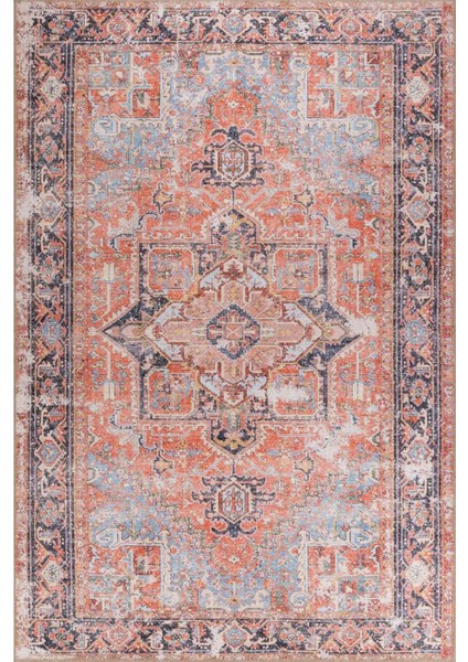 Leicester Klasik Kırmızı Polyester Dikdörtgen Modern Desenli Pamuk Makinada Yıkanabilir Hav Toz Vermez Leke Tutmayan Kaymaz Taban Dijital Makine Baskı Salon Yolluk Mutfak Halı