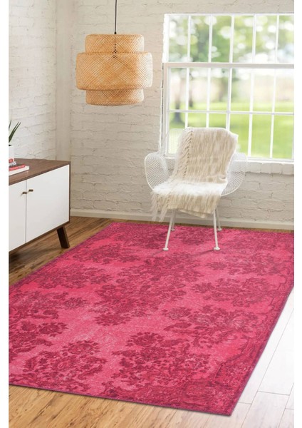 Plymouth Klasik Fuşya Polyester Dikdörtgen Modern Desenli Pamuk Makinada Yıkanabilir Hav Toz Vermez Leke Tutmayan Kaymaz Taban Dijital Makine Baskı Salon Yolluk Mutfak Halı fiyatları