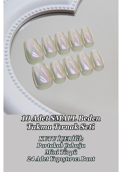 Small Beden Aura Parıltılı Kedi Gözü Kısa Küt 10 Adet Takma Tırnak Seti T035 fırsatları