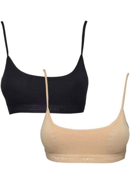 Pedli Ip Askılı Siyah ve Ten Rengi Büstiyer 2 Adet