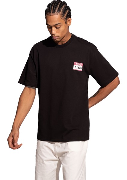 Erkek Oversize Siyah T-Shirt Terazi Burcu