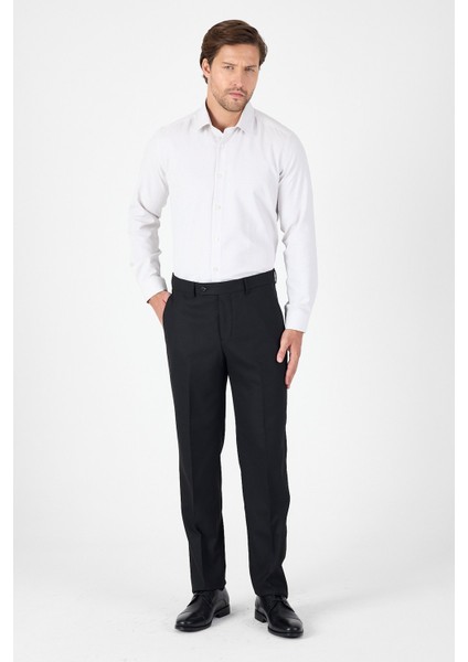 Siyah Yan Cep Açık Paça Düz Comfort Fit Esnek Pantolon 1003250914