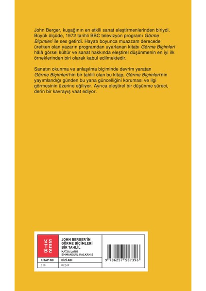 John Berger’in Görme Biçimleri - Katja Lang Emmanouıl Kalkanıs fiyatları