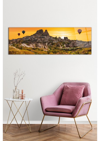 Kapadokya ve Uçan Balonlar Panoramik Cam Tablo, Darbelere Dayanıklı Kırılmaz Cam, Hediyelik fiyatları