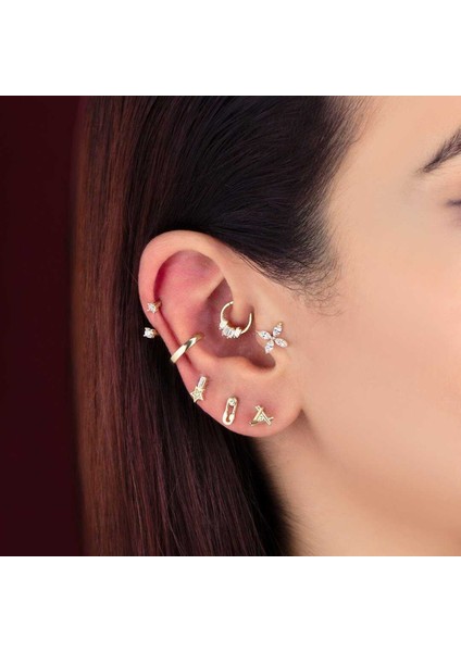 Baget Taşlı Motifli Helix Piercing