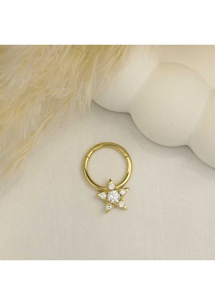 Taşlı Yıldız Motifli Helix Piercing