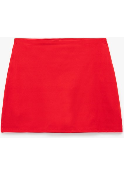 Yüksek Bel Interlok Slim Fit Mini Spor Şort Etek