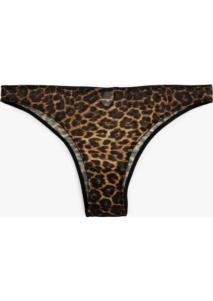 Yarı Transparan Leopar Desenli Tül Külot