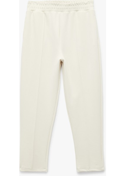 Yüksek Bel Nervürlü Cep Detaylı Düz Paça Modal Karışımlı Spor Eşofman Altı