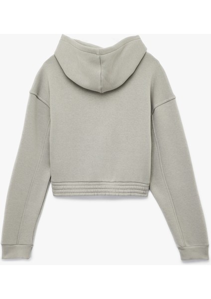 Şardonlu Uzun Kollu Fermuarlı Kapüşonlu Oversize Sweatshirt fiyatları