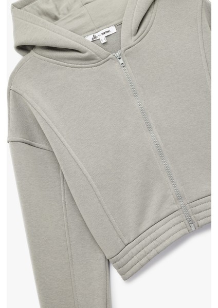 Şardonlu Uzun Kollu Fermuarlı Kapüşonlu Oversize Sweatshirt modelleri