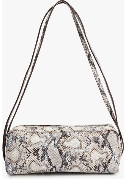 Suni Deri Yılan Derisi Desenli Omuz Çantası