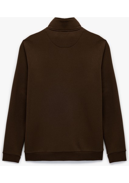 Şardonlu Uzun Kollu Baskılı Yarım Fermuarlı Sweatshirt fiyatları