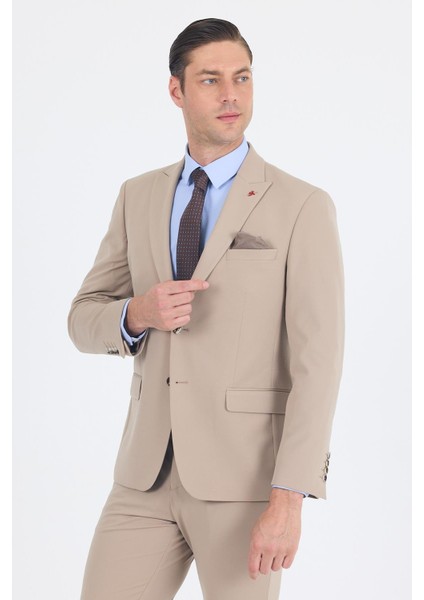 Koyu Bej Kırlangıç Yaka Kelebek Astar 6 Drop Slim Fit Beli Lastikli Takım Elbise 1001250176 fiyatları