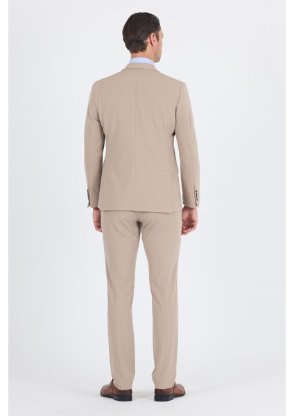 Koyu Bej Kırlangıç Yaka Kelebek Astar 6 Drop Slim Fit Beli Lastikli Takım Elbise 1001250176 fırsatları