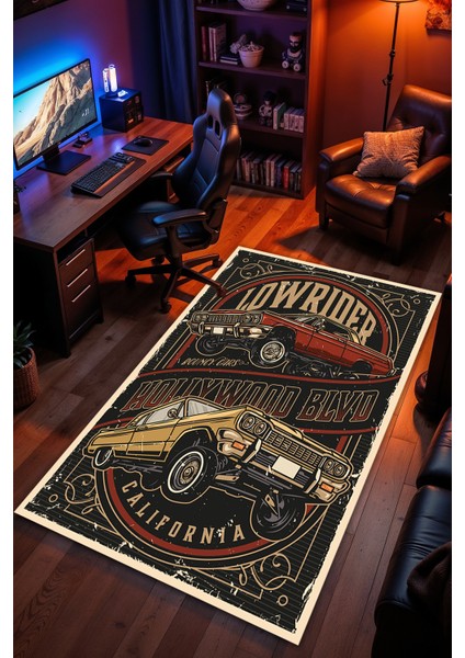 Anitika Araç Desenli Kaymaz Taban Makinede Yıkanabilir Gaming Oyuncu Gamer Genç Odası Halısı