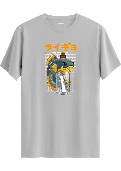 Predator Fish Japonca Yazılı Balık Tasarım %100 Pamuk Tişört