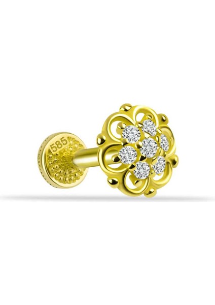 Taşlı Çiçek Minimal Tragus Piercing