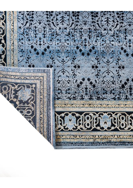 Klasik Lacivert Viskon Dikdörtgen Modern Desenli Akrilik Hav Vermeyen Leke Tutmayan Kolay Temizlenen Yumuşak Makine Salon Yolluk Mutfak Halı indirimleri