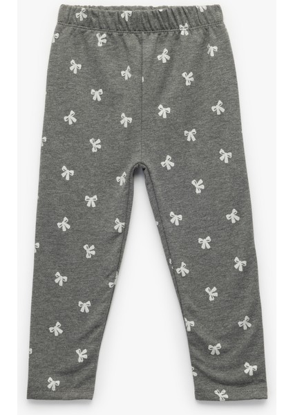 Şardonlu Beli Lastikli Fiyonk Desenli Tayt