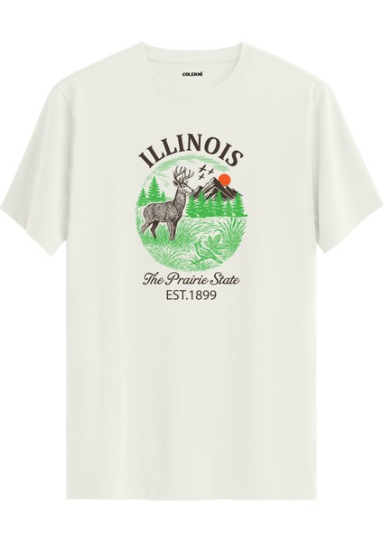 Illinois Deer Doğa Manzara Tasarımlı Retro Koleksiyon %100 Pamuk Premium Kumaş
