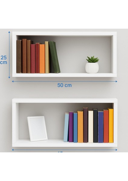 Duvara Monte Kitaplık Beyaz 2 Li Raf Duvar Rafı, Düzenleyici