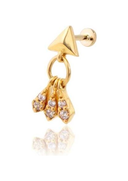Üçgen Prizma Ucunda Taşlı Şekiller Tragus Piercing