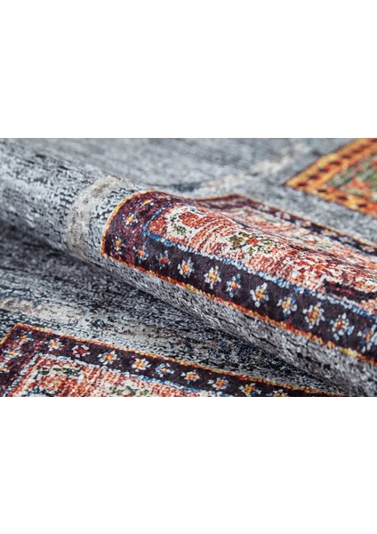 Kowary Gri Göbekli Etnik Modern Desenli Makinada Yıkanabilir Hav Toz Vermez Leke Tutmayan Kaymaz Taban Dijital Makine Baskı Salon Yolluk Mutfak Halı fırsatları