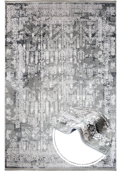 Klasik Gri Akrilik Dikdörtgen Modern Desenli Akrilik Hav Vermeyen Leke Tutmayan Kolay Temizlenen Yumuşak Makine Salon Yolluk Mutfak Halı