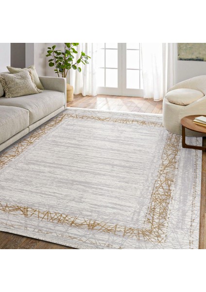 Bakır Geometrik Etnik Modern Desenli Pamuk Makinada Yıkanabilir Hav Toz Vermez Leke Tutmayan Kaymaz Taban Dijital Makine Baskı Salon Yolluk Mutfak Halı fırsatları