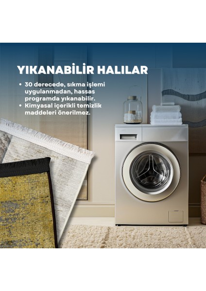 Bakır Geometrik Etnik Modern Desenli Pamuk Makinada Yıkanabilir Hav Toz Vermez Leke Tutmayan Kaymaz Taban Dijital Makine Baskı Salon Yolluk Mutfak Halı