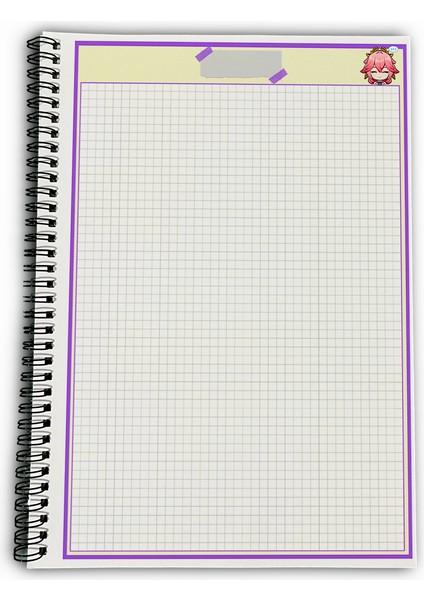 Genshin Impact Yae Miko Kareli A4 Okul Defteri 72 Yaprak indirimleri