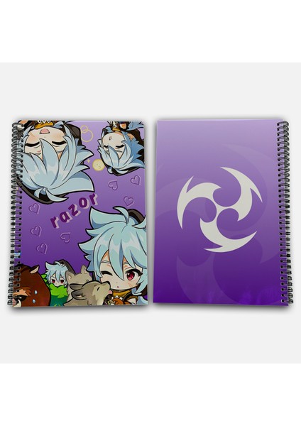 Genshin Impact Razor Çizgili A4 Okul Defteri 72 Yaprak