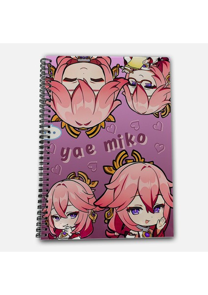 Genshin Impact Yae Miko Çizgili A4 Okul Defteri 72 Yaprak fiyatları