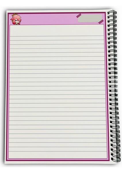 Genshin Impact Yae Miko Çizgili A4 Okul Defteri 72 Yaprak