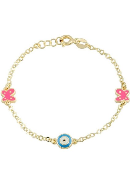 Pembe Kelebekli Çocuk Bilekliği