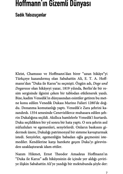 Sıradan Şeylerin Fısıltısı - E T A Hoffmann modelleri