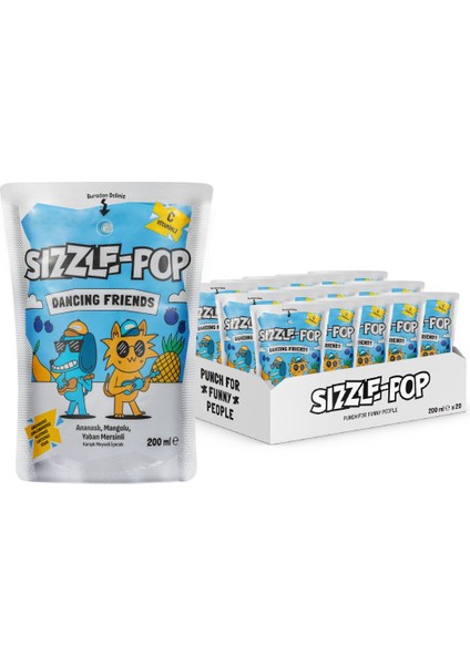 Sızzle-Pop Dancıng Frıends Ananas Mango Yabanmersini Meyve Suyu 200 ml x 20 Adet fiyatları