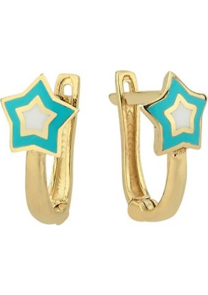 Renkli Mineli Yıldız Çocuk Küpesi