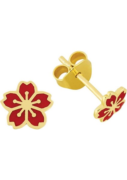 Kırmızı Çiçek Çocuk Küpesi