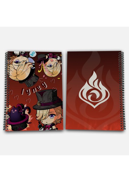 Genshin Impact Lyney Çizgili A4 Okul Defteri 72 Yaprak