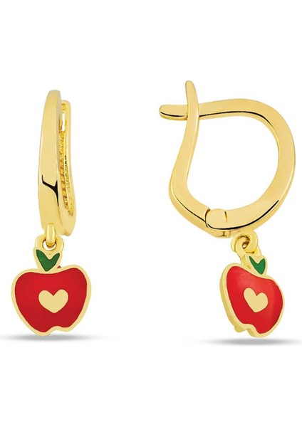 Sallantılı Kalpli Elma Çocuk Küpesi