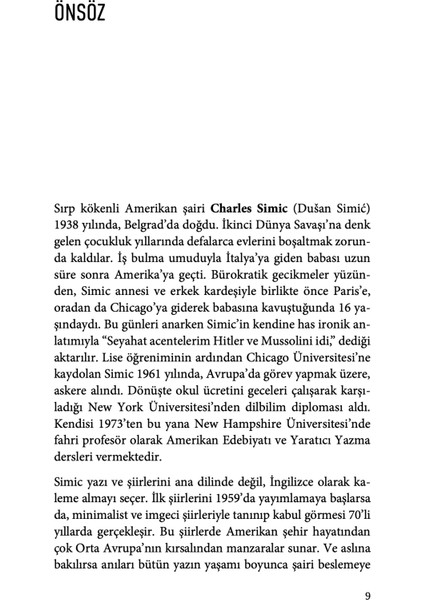 Yaklaş ve Dinle - Charles Simic modelleri
