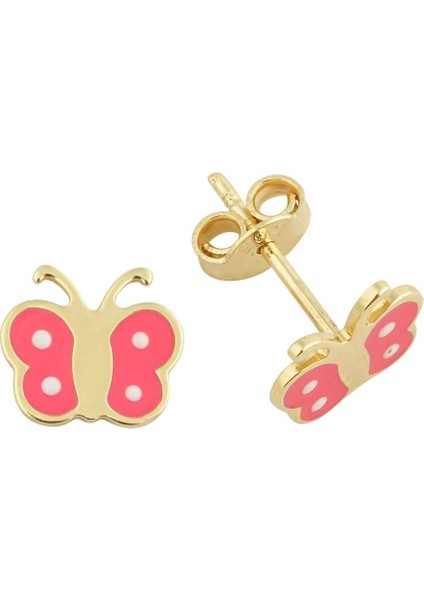 Pembe Kelebek Çocuk Küpesi