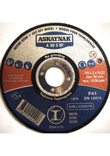 125X3 Metal Kesme Taşı 10 Adet