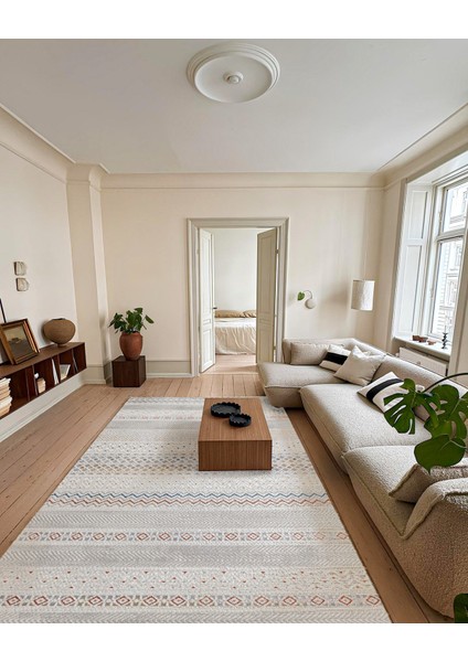 Gri Figürlü Etnik Modern Desenli Pamuk Makinada Yıkanabilir Hav Toz Vermez Leke Tutmayan Kaymaz Taban Dijital Makine Baskı Salon Yolluk Mutfak Halı fiyatları