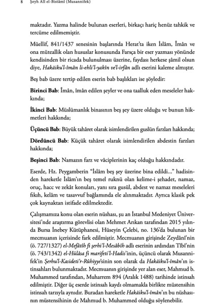 Yakîn ve İrfan Ehli İçin İman Hakikatleri - Şeyh Ali el-Bistami